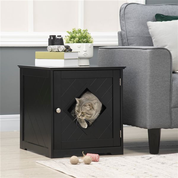 PawHut 20.25in Black Litter Box Enclosure with Door D31041BK RénoDépôt