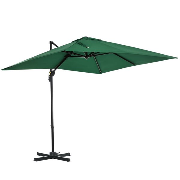 Outsunny 8-ft Green Offset Patio Umbrella with Crank Mechanism and