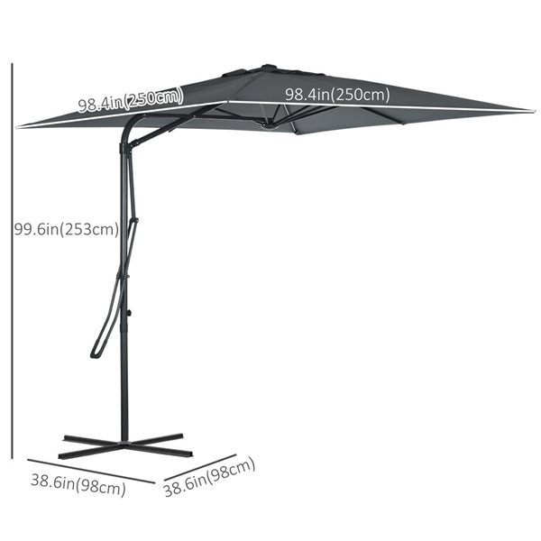 Outsunny 8.2ft Dark Grey Offset Patio Umbrella with Base Included 84D