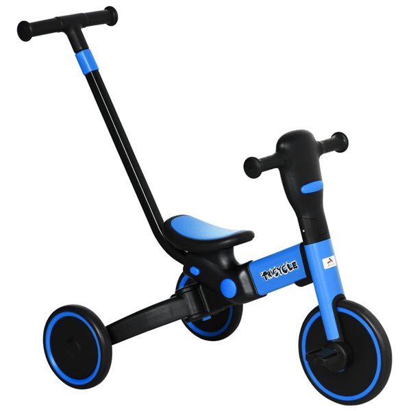 Aosom Blue 4-in-1 Toddler Tricycle with Adjustable Push Handle 370-226V00BU
