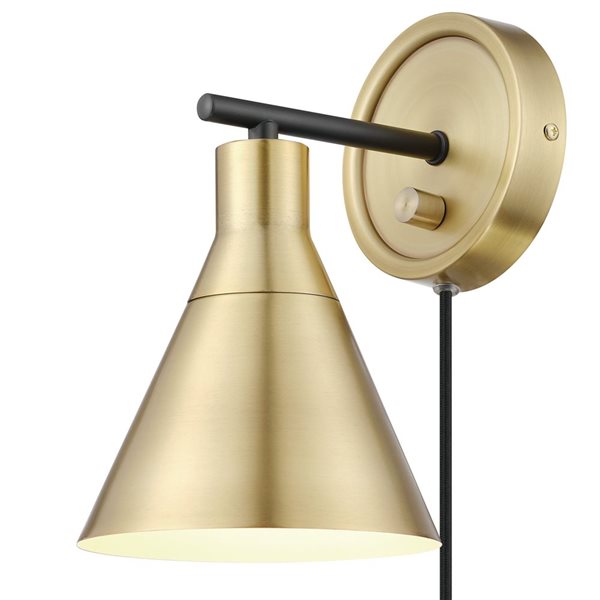 Brass cone wall light, Cone wall light