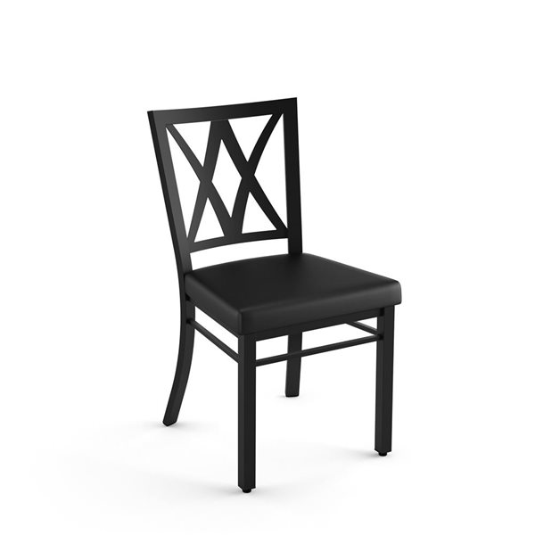 Chaise de salle à manger Washington en similicuir noir, métal noir Amisco Industries