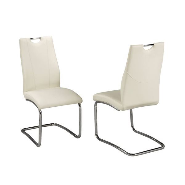 White genuine deals leather dining chairs