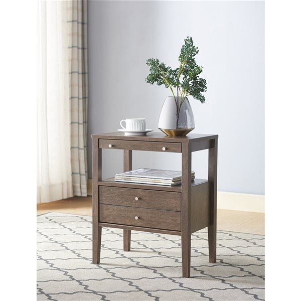 Brassex Alaska Walnut Oak Wood Rectangular End Table 192611 | Réno-Dépôt