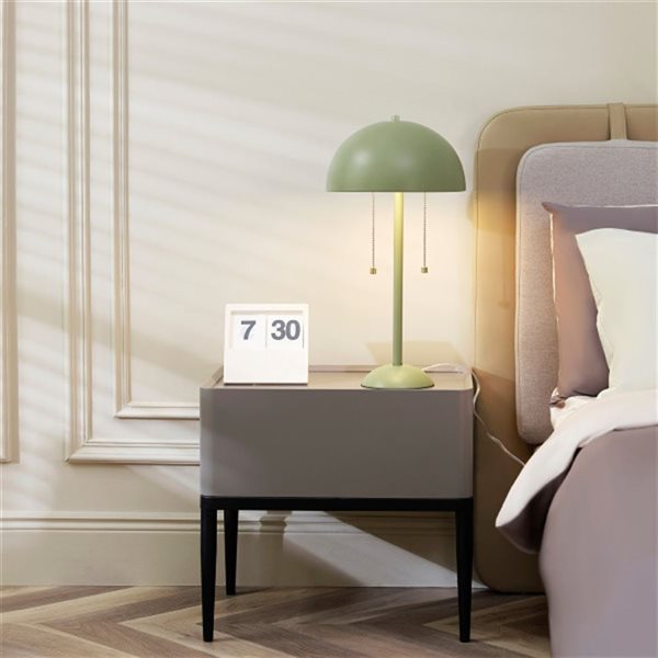 Globe Electric Haydel 21-in Sage Green Table Lamp With Metal Shade