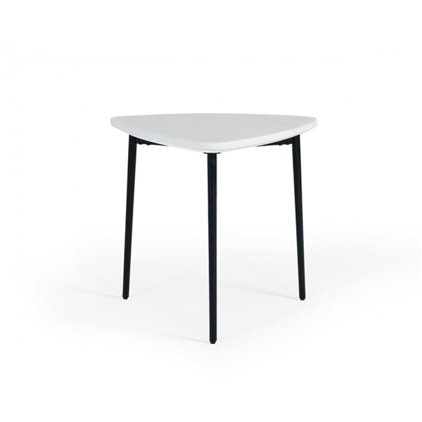 HomeRoots 22in Black and White Marble Triangle End Table 4000487349