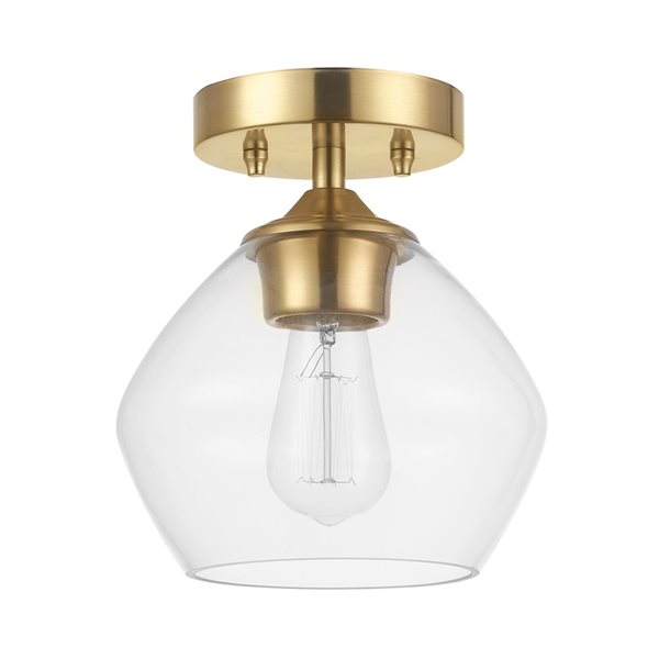 Globe Electric SemiFlush Mount Ceiling Light 1 Bulb with Clear Glass