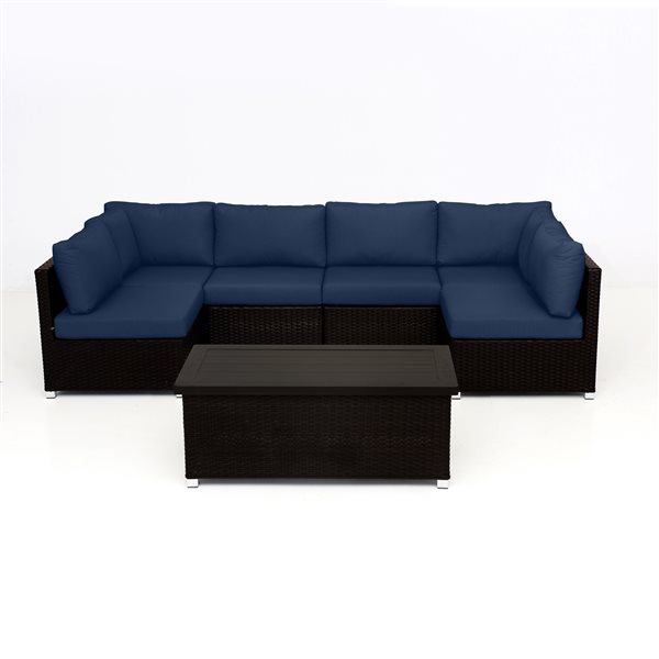 Think Patio Innesbrook 7Piece Brown Patio Conversation Set with Navy