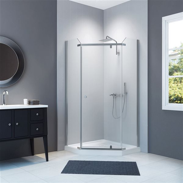 Ensemble de douche en coin néoangle A&E Bath & Shower chrome poli 75 x