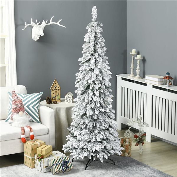 HomCom 6-ft Slim Artificial Christmas Tree with Steel Base 830-726V01GN ...