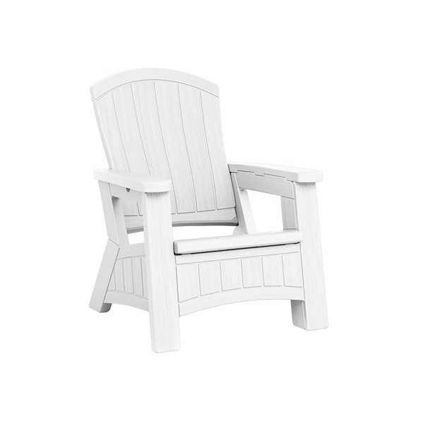 Chaise Adirondack Suncast blanche avec rangement BMAC1000CB R no