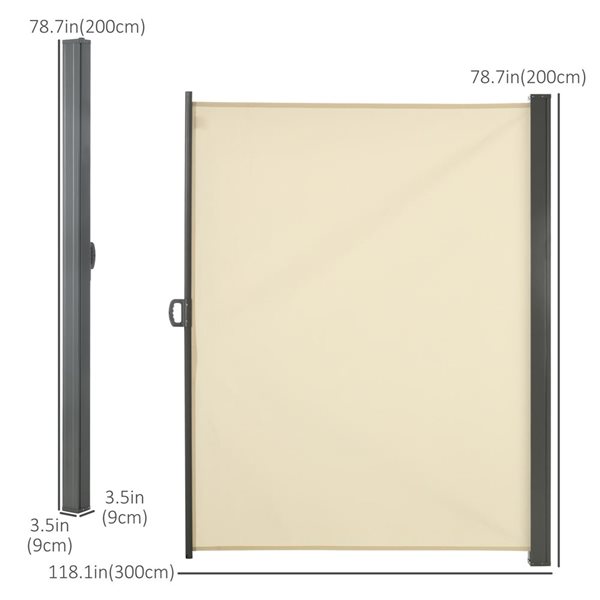 Outsunny 118-in x 79-in Cream Retractable Side Awning 840-196V03CW ...