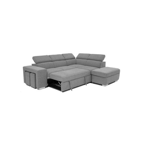 Urban Cali Pasadena Large Thora Stone Sleeper Sectional Sofa Bed w