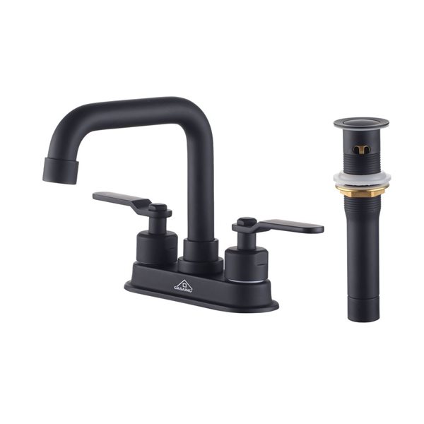 CASAINC 4-in Centreset Matte Black 2-Handle Bathroom Sink Faucet with ...