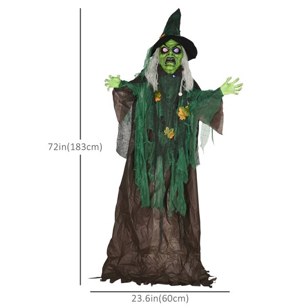 HOMCOM 6-ft Lighted Halloween Witch Animated Decor Prop with Sound 844 ...