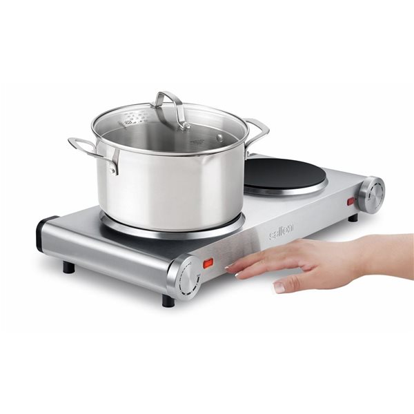 Salton Stainless Steel Portable Infrared Double Cooktop HP1269 RénoDépôt