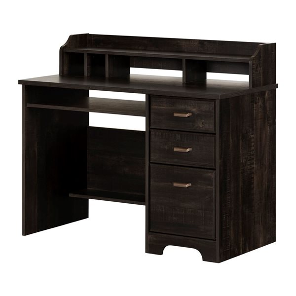 South Shore Versa Rubbed Black 44.5in Computer Office Desk with Hutch 14676 RénoDépôt