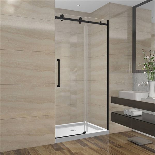 Gef Sera 48 X 75-in X 10mm Alcove Reversible Sliding Shower Door With 