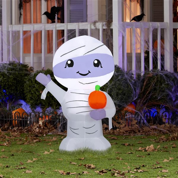 Gemmy 42in LED Lighted Cute Mummy Halloween Inflatable DTA550559