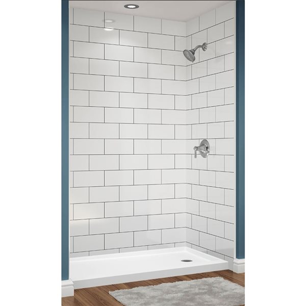 Avora Bath Illusions White Shower System with Moulded Seat with Silver ...