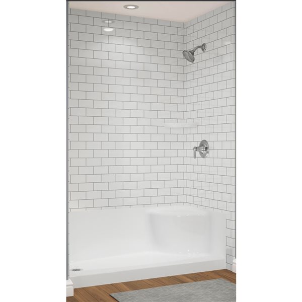 Avora Bath 60 W x 31 D x 96-in H White Acrylic Shower Panel and Base w ...