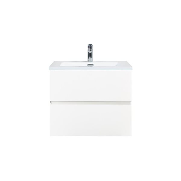 GEF Sadie 24-in White Wall Mount Vanity with White Polymarble Top ...