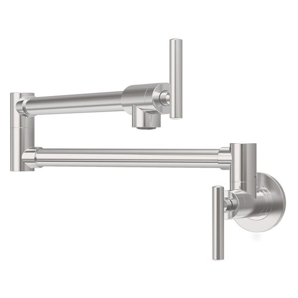 Agua Canada Mannox Brushed Nickel 2 Handle Wall Mount Pot Filler Kitchen Faucet Mannox Bn Réno 1066